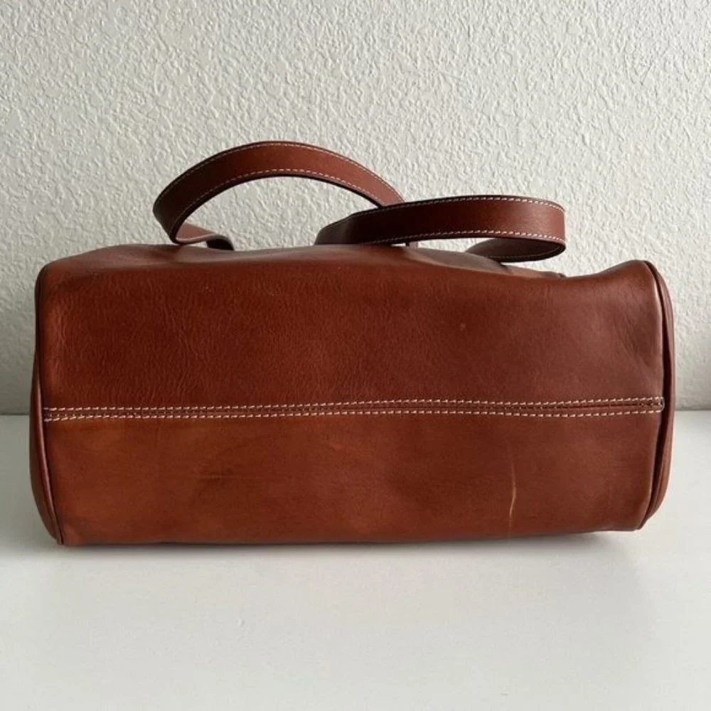 Vintage i Borsai Iborsai Chestnut Brown Leather Shoulder Bag Italy Long Straps - Picture 12 of 12